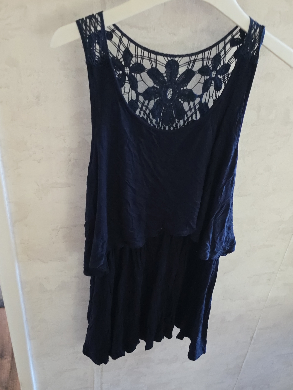 Miss Daisy Sleeveless Navy Crochet-Back Women's Dress